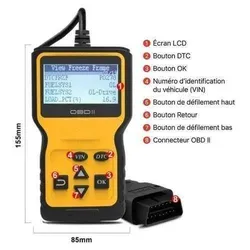 Diag-OBD2 V1 branché sur la prise OBD2 d'un véhicule